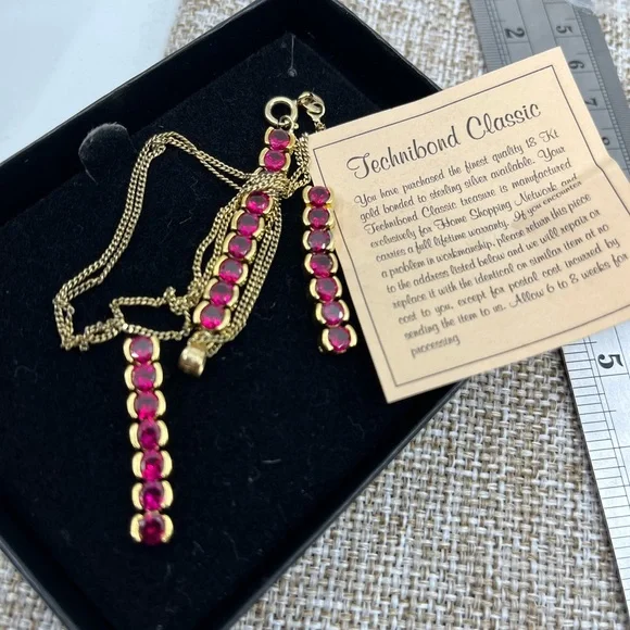 Vintage Technibond Classic 18K Gold Bonded 925 Necklace & Earring Set - Picture 3 of 17